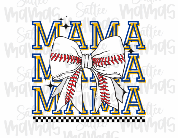 Checkered Baseball Mama with Bow - Image 2