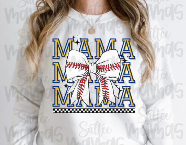Checkered Baseball Mama with Bow