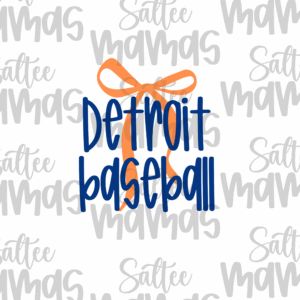 Detroit Baseball with Bow PNG