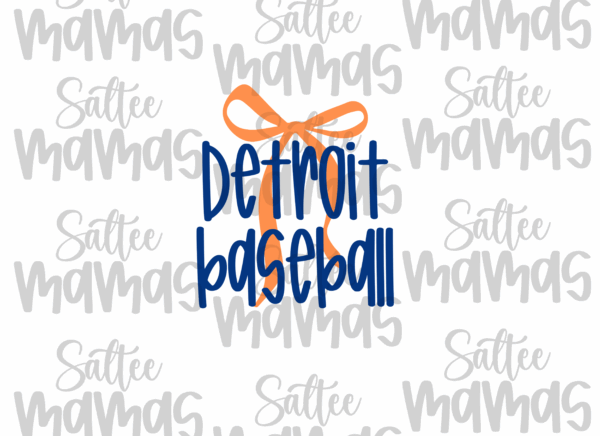 Detroit Baseball with Bow PNG